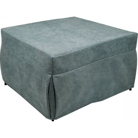 Talamo Italia Puof in ein Einzelbett umwandelbar, Made in Italy, Klappbett, Pouf mit abnehmbarem, platzsparendem Stoff für das Wohnzimmer, 78x78 / 195h45 cm, Hellblau