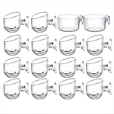 Kit de 16 pots pour plantes aquatiques en acrylique avec ventouses, 2 formes disponibles, idéal pour la décoration d'aquarium. (1/5)
