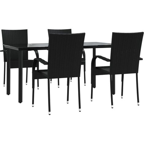 Muebles de comedor de jardín 5 piezas mimbre resina negro 020014788 (1/5)