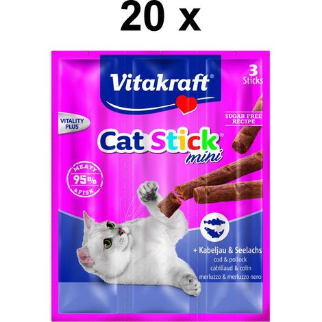 Vitakraft Friandise pour chats Cat-Stick mini Cabillaud & Aiglefin - 60 x 6 g