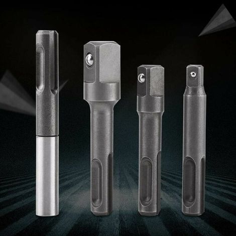 Sechskant-Verlängerungsadapter, 1/4"-SDS-Plus-Steckschlüsseleinsatz und 1/4", 3/8"-1/2"-Vierkantbohrer aus Edelstahl und Chrom-Vanadium-Stahl (1/4)