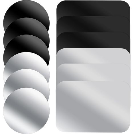 Plaques Métalliques Adhésif Fort Rondes et Rectangulaires Inoxydable Lot de 12 Bords Lisses, pour Support Téléphone Voiture Mobile (1/5)