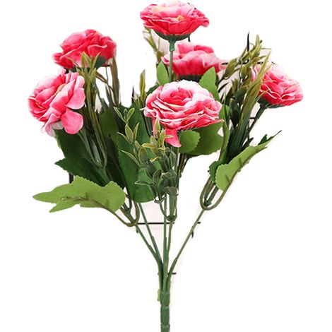 Bouquet De Roses Rouges En Soie Artificielle - Décoration Réaliste Pour Mariage Et Maison - Lot De 1 (1/2)