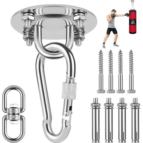 Crochet de Plafond, Cintre pour Sac de Frappe, Fixation Plafond Crochet Mural en 304 Acier Inoxydable pour Hamac, Fauteuil Suspendu, Sac de Boxe, Balançoire, Yoga (1/5)