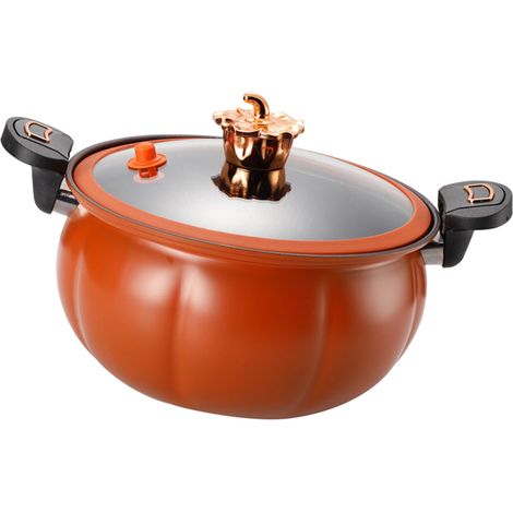 Cocotte minute micro pression potiron antiadhésif multifonction soupe gaz universel outil cuisine avec couvercle en verre marron 28cm (1/5)