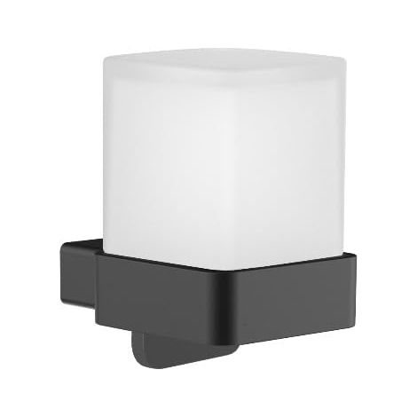 Distributeur de Savon Mural et Compact en métal et Verre Cristal, Distributeur de Savon Liquide, Noir Mat et satiné (1/4)