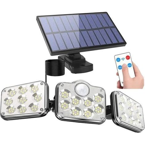 Lampe Solaire Exterieur Économie d'Énergie Applique Murale 138 LED Detecteur Mouvement IP65 étanche éclairage Extérieure Jardin (1/5)