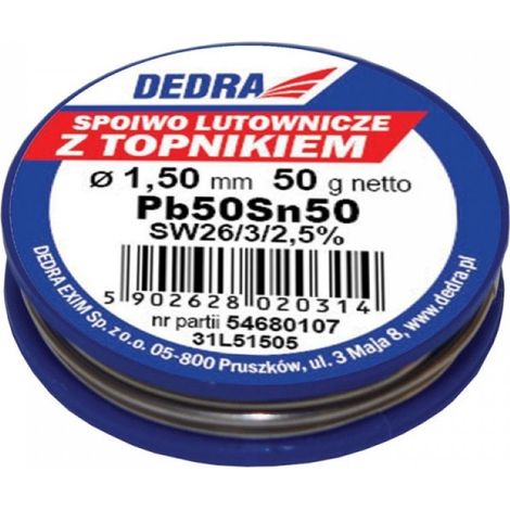 Soldadura DEDRA con fundente de 1,5 mm - 50 g Pb50Sn50 - Soldadura de precisión