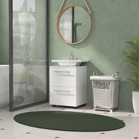Mobile bagno compatto con cassetto, ritaglio a U, 41,5 x 35,5 x 59 cm, bianco HAVRYA (1/5)