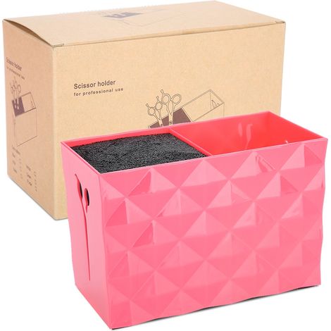 Boîte de Rangement pour Outils de Coiffure - Organisateur de Coiffeur avec Ciseaux, Peigne et Barrette (Rouge) (1/5)
