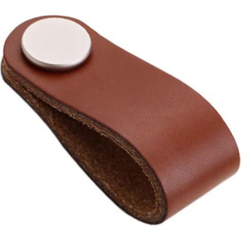 Poignées de meuble, ensemble de 6 poignées délicates en cuir pour meubles de chambre (Trou unique - Marron) (1/4)