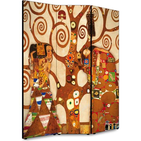 Lupia - Separe' per interni, Divisorio 135,6 x H 176 x P 3,1 cm L'ALBERO DELLA VITA paravento 3 Ante in legno con Tele stampate fronte retro Soggetto unico (1/4)
