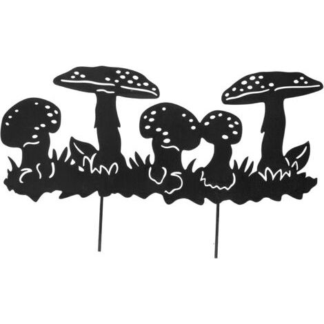 Insert de groupe de champignons d'artisanat en fer, décoration de jardin en plein air, jardinage de pelouse en métal (1/5)