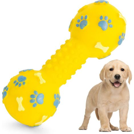 Objet pour chien couineur chew rubber dumbbell bone (1/5)