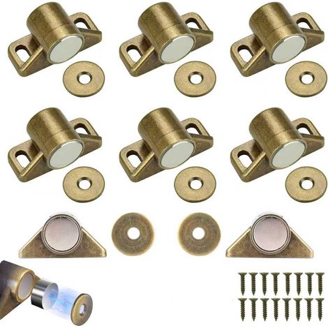 8 Pcs Loqueteau Magnétique,Bronze Loquet Magnetique en Alliage de Zinc pour Tiroirs Placard de Cuisine Armoire,Aimant Porte Placard avec 24 vis (1/5)