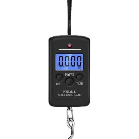 Pèse-personne portable avec écran LCD rétroéclairé 40 kg Balance électronique Pèse-bagages (noir) (1/5)