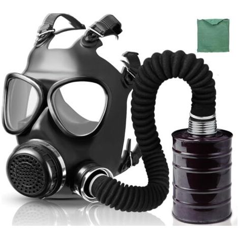 Masque de respirateur à gaz avec filtre de carbone actif de 40mm et tuyau d'alimentation d'air, Masques à gaz de survie nucléaire et chimique de qualité militaire, Masque de respirateur (1/5)