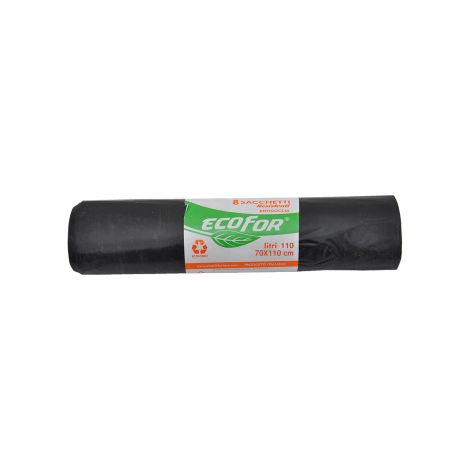 EcoFor sacs noirs en polye'thyle'ne collection se'pare'e cm70x110 110lt 8pcs re'sistant