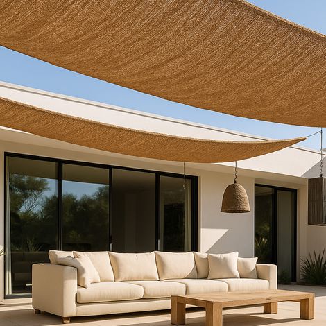 Auvent en fibre de noix de coco 10x2M - Voile d'ombrage 100 % naturelle Beige (1/5)