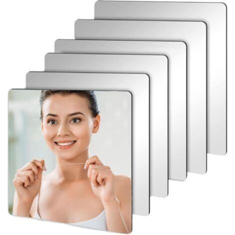 6 Pièces Miroir Mural Autocollant, Autocollant Mural Décorative Auto Adhésifs, Miroir Acrylique Antidéflagrant Carrés Flexible pour Salle de Bain Salon Chambre (1/5)