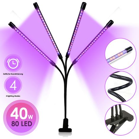 Randaco Pflanzenlampe, Vollspektrum-Gartenbaulampe, LED-Wachstumslampe, 10 dimmbare Stufen und 3 Timer-Modi (3/9/12h) für den Pflanzenanbau im Innenbereich 40W (1/5)