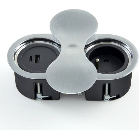 Bloc prises inox brossé à encastrer avec Usb A -Usb C 034IB-AC Msa France