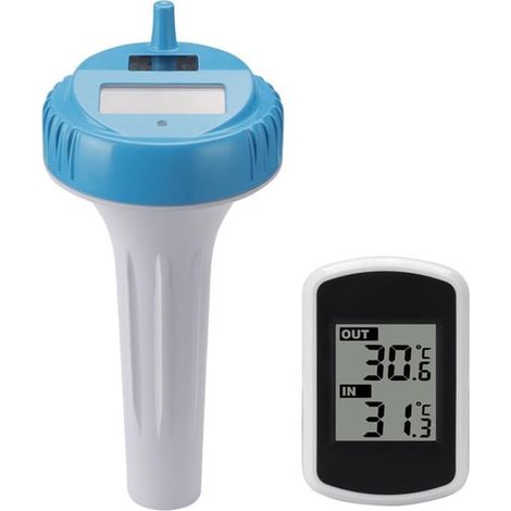 Kabelloses Poolthermometer elektronische Digitalanzeige Wasserthermometer funkgesteuertes schwimmendes Poolthermometer solarbetriebenes für Pools (1/5)