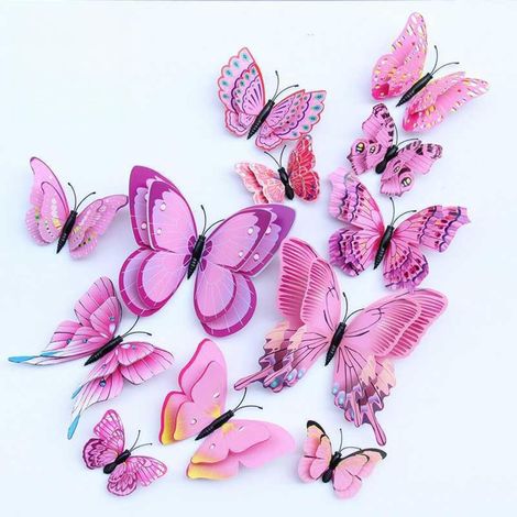 Stickers muraux papillons 3D double couche réalistes, décoration créative pour salon et mur d’arrière-plan intérieur (1/5)