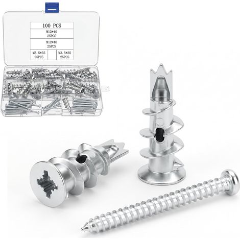 Lot de 100 chevilles pour plaques de plâtre autoperceuses M12 x 31 mm (1/5)