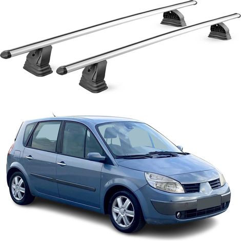 OMAC Barres de toit transversales en aluminium pour Renault Scenic II 2003-2009 – TÜV / DIN 75302:2019 – Antivol inclus – Charge max 75 kg – 2 barres – Gris (1/4)