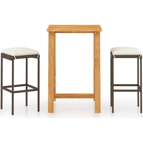 Maison Exclusive - Set Bar da Giardino 3 pz con Cuscini Marrone