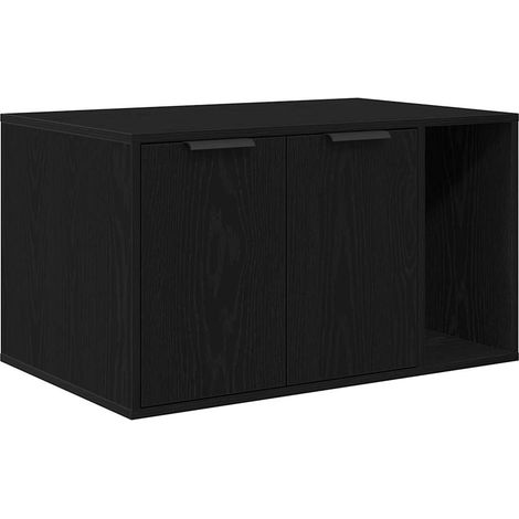 Bac à litière pour chat Chêne noir 80 x 50 x 45 cm Bois d'ingénierie