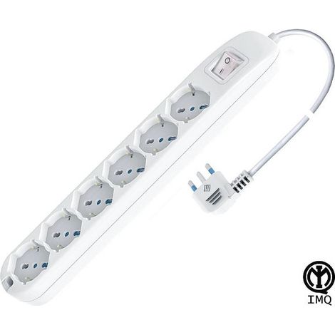Multipresa Spina 16A 6 Pr. Univ. 1.5M Con Interruttore ( Ecova Cod. 30223N )