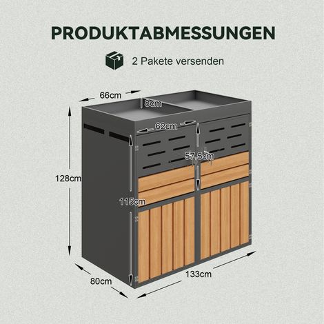 Armoire de jardin multifonctionnelle avec jardinière intégrée, ventilation à persiennes, deux compartiments séparés, structure en acier galvanisé et chaîne de sécurité – pour le rangement et la décora (1/5)