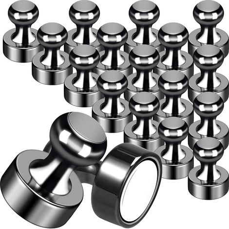 Lot de 24 Aimant Puissant, Aimants Frigo, Aimant Neodyme pour Tableau Magnétique, Tableau Blanc, D'affichage-12 x 16 mm Noir (1/5)