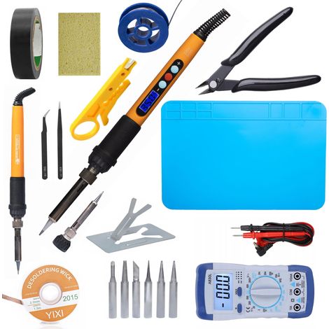 Set di Strumenti di Saldatura Professionali Rosfix Electric S 21 in 1 – Stazione Saldante 60W, Display LCD, Regolazione Temperatura 180-500°C, Accessori Inclusi (1/5)