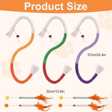 Cat Rope Toy, Cat Bite Toy, Chew Ropes for Cats and Catnip Toy, Cat Toys Chew Stick for Indoor Teeth Grinding and Teeth Cleaning (1/4)