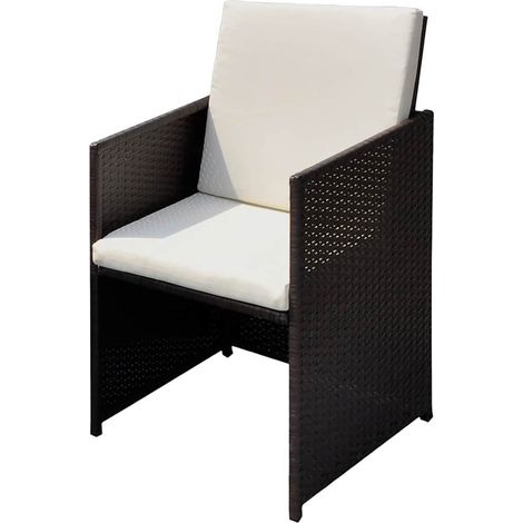 Lot de 3 Chaises de jardin,Chaise d'extérieur Marron 56 x 52 x 87 cm Poly rotin CFW4710324 (1/5)