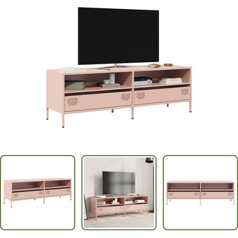 Meuble tv rose - Meuble TV rose 135x39x43,5 cm acier laminé à froid (1/5)