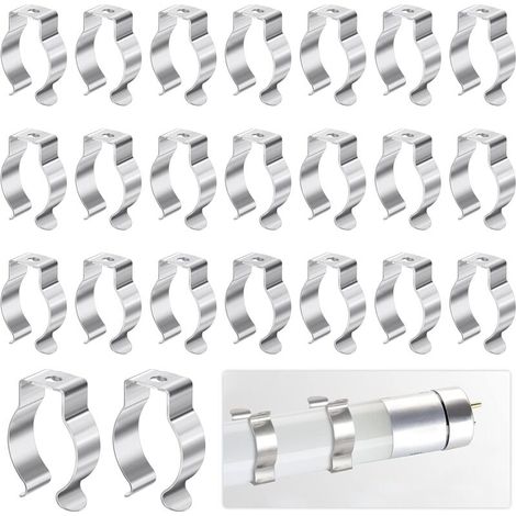 (Silver)Lamp Fixing Clip-28x23x9.8cm, 30Pcs Fluorescent Tube Lamp Holder for Fixing Lamp Tube to Prevent Sagging, Fluorescent Tube Holder Fits T8 Lamps and U-Shaped Lamp Clip (1/5)