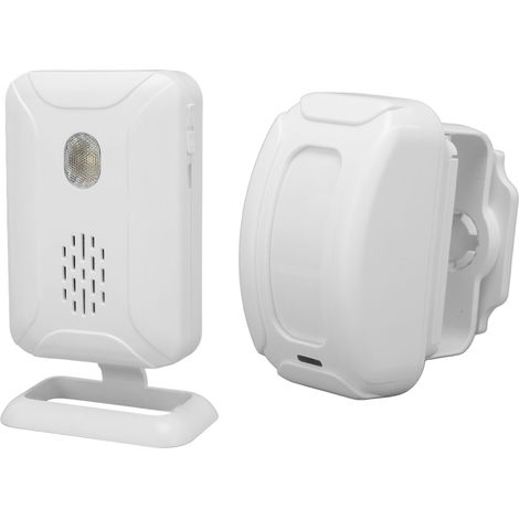 Sonnette de bienvenue avec détecteur de mouvement, volume réglable et alarme d'entrée. Sonnette infrarouge sans fil avec lumière LED pour magasin/villa. (1/5)