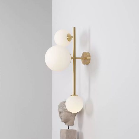 [GEBRAUCHT] Wandleuchte Joel Wandlampe Wandlicht Leuchte Lampe Led Messing/Weiß Dreiflammig B-Ware