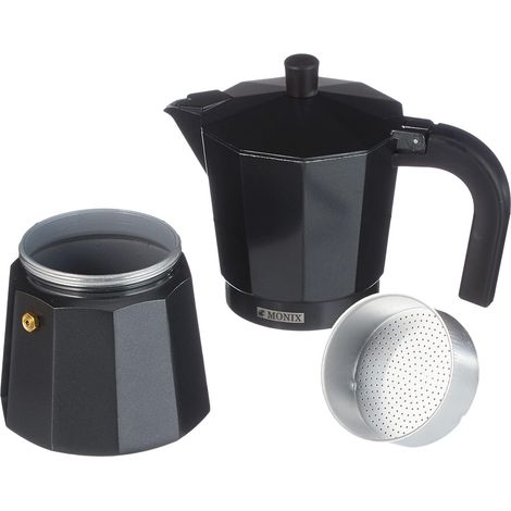Cafetera Italiana Monix BraisogonaM640003 Negro Aluminio 3 Tazas