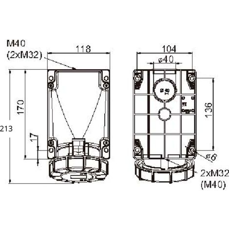 Socle de prise triphasé 63A 380V avec fil pilote 3P+T – Étanchéité IP67 pour chantiers humides – Compatible avec prises mâles 63A/125A
