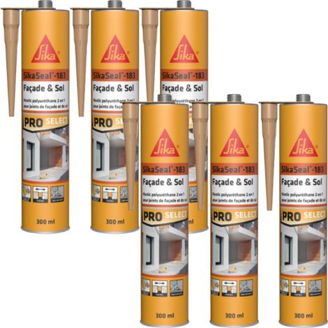 Lotto di 6 sigillanti poliuretanici SIKA Sikaseal-183 2 in 1 Facciata e pavimento - tonalità pietra - 300ml
