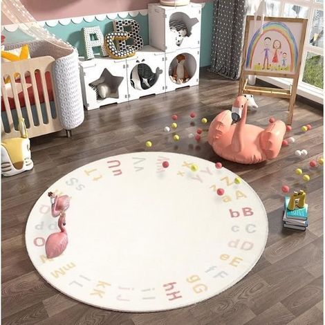 Extraweicher, moderner Teppich (weiß) – MERKMAK – Weiß – 100 x 100 cm – Rund – Für den Innenbereich (1/4)
