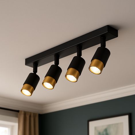 Projecteur LED avec 4XGU10 Projecteurs Dore Metal et Acrylique (1/3)