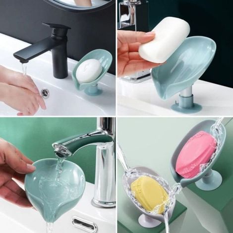 ZOLGINAH 2 Pcs Porte Savons Ventouse Boîte à Savon avec Drainage, Support Savon pour Cuisine Salle de Bains éponge Savon Douche, Ne (1/5)