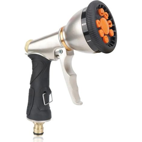 (Voir photo) Pistolet d'arrosage robuste à 9 jets réglables pour l'arrosage des plantes, du jardin, le lavage des voitures et la douche des animaux. (1/4)