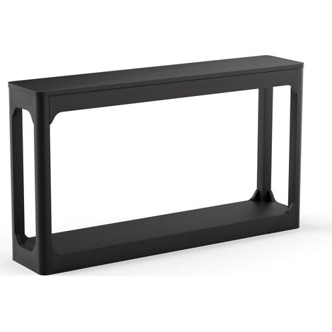 Mesa consola curva negra de 140 cm con almacenamiento, MDF, estilo moderno (1/5)